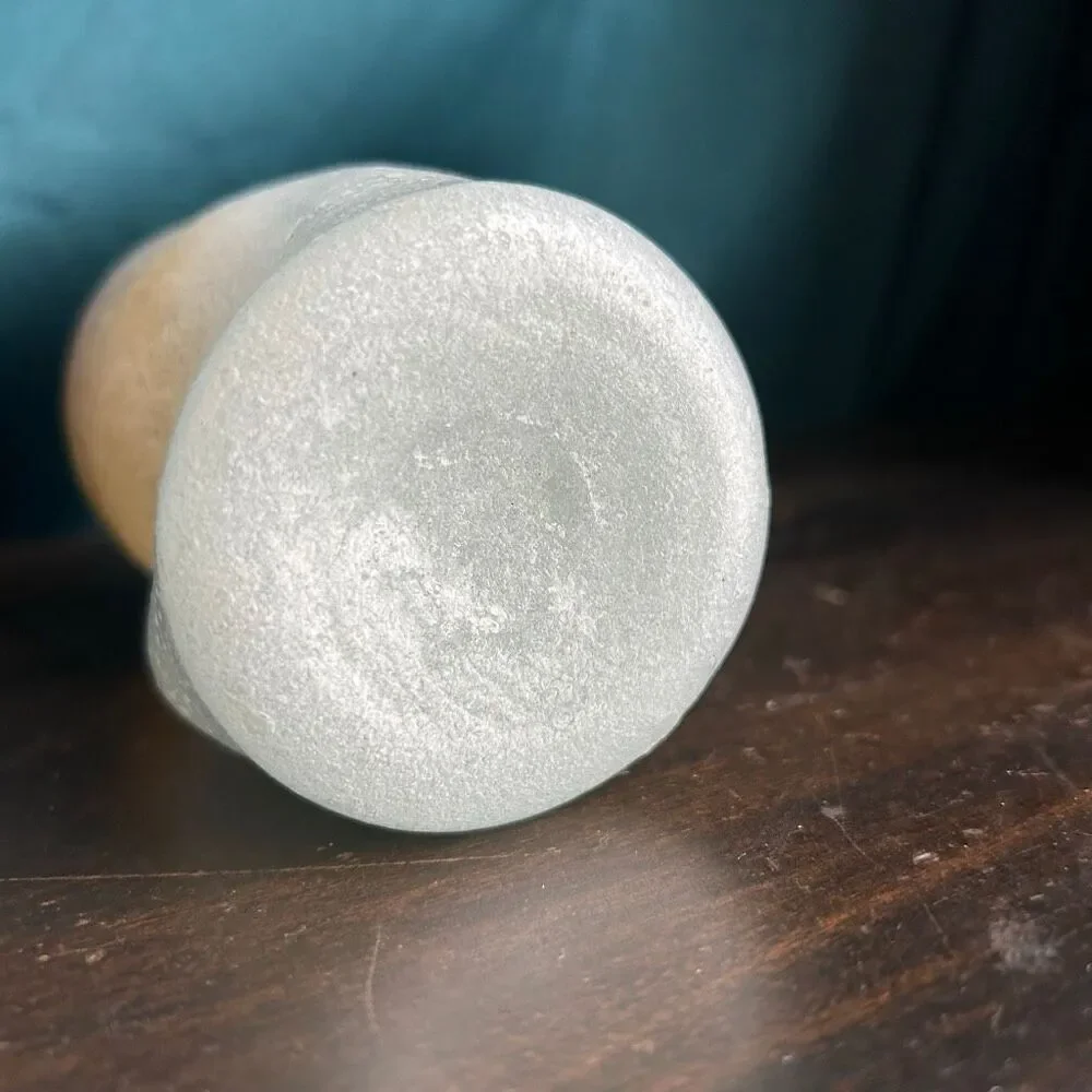 Mexican Hand Blown Seeded Textured Twist Glass White Amber
